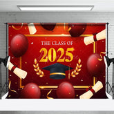 Aperturee - Aperturee Red Balloons Gold Wheat Graduation Ceremony Backdrop